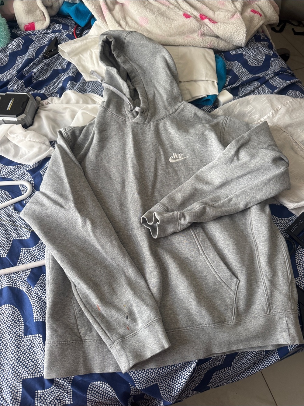 Nike Light Gray Pullover Hoodie with White Logo
